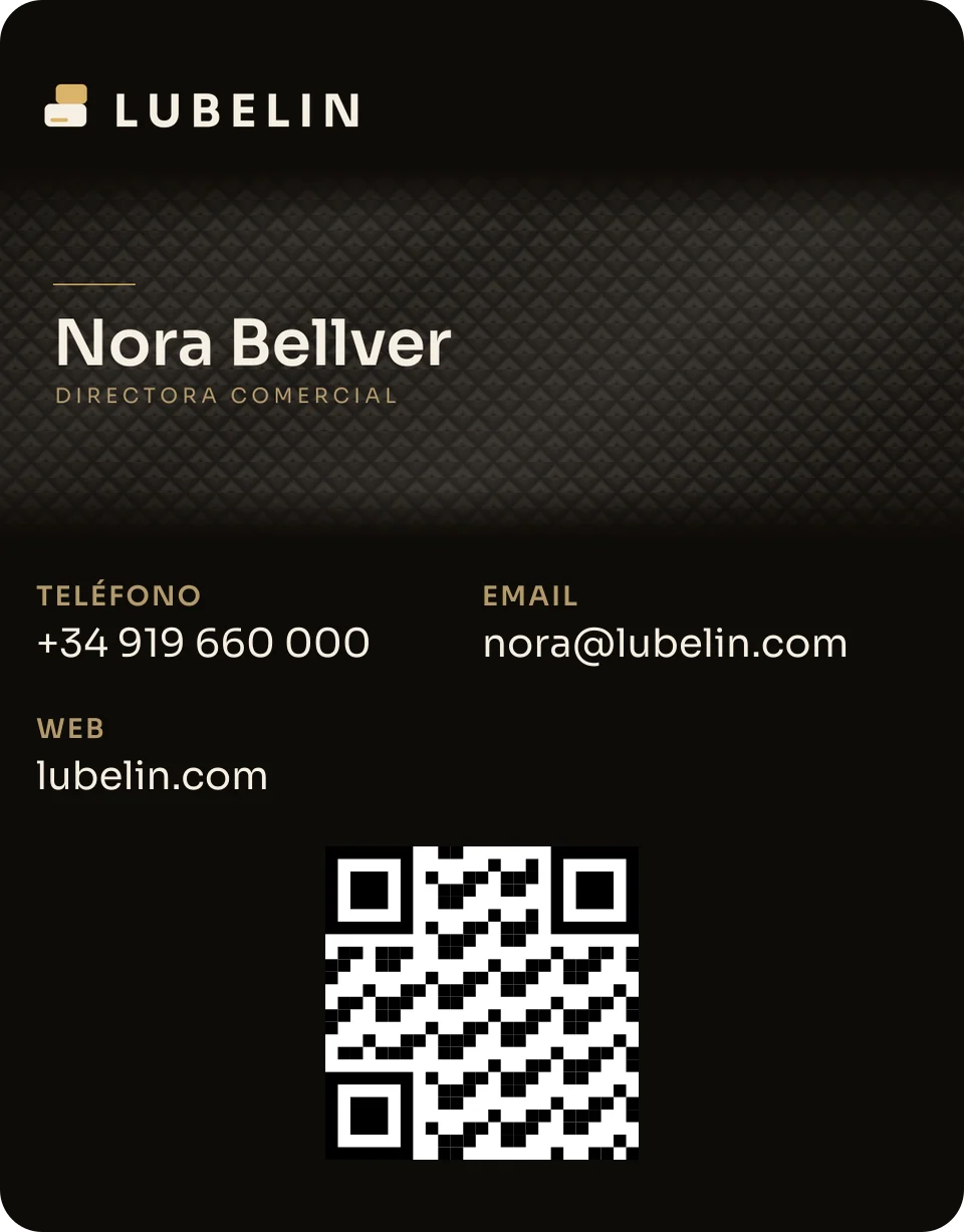 Tarjeta de visita digital Lubelin con acabado de fibra de carbono